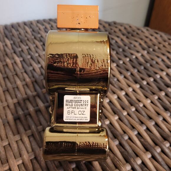 Vntg 74 Avon Golden Rocket Train After Shave Wild Country Collect Bottle Full - Picture 6 of 9